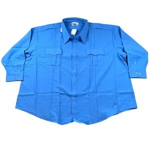 Galls Mens 5XL Light Blue Long Sleeve Uniform Duty Shirt Epaulets Style 8002